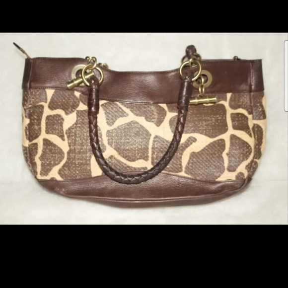 ELAINE TURNER BROWN & ANIMAL PRINT STRAW HAND lBAG - Picture 2 of 7